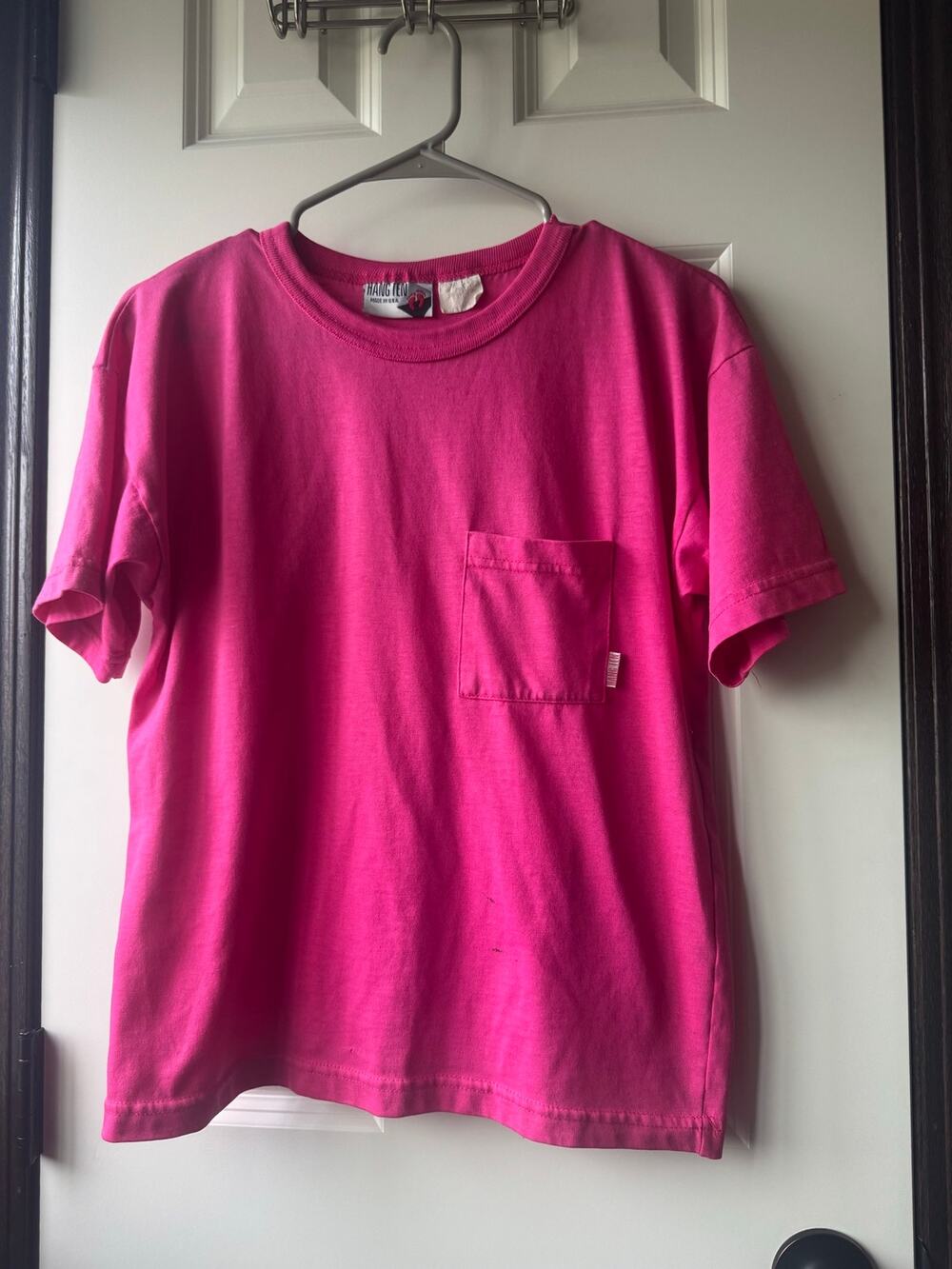 Vintage Hang Ten Made in USA Pink Pocket T-Shirt Women's XS Single Stitch Surf